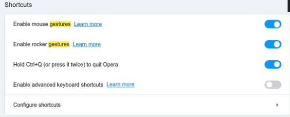 如何在 Opera 中启用鼠标手势
